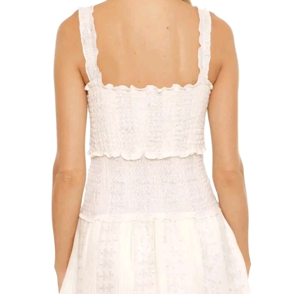 Elegant White Tiered Mini Dress - Picture 3 of 9